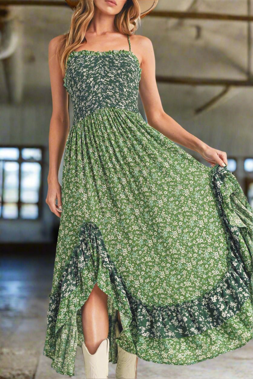 Aemi + Co Ditsy Floral Ruffled Hem Maxi Cami Dress - Pistols 'n Petticoats - #westernboutique# - #westernfashion#