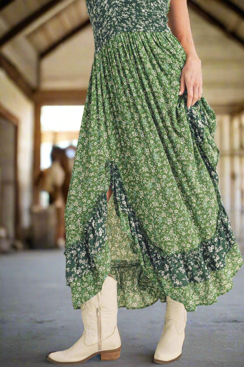 Aemi + Co Ditsy Floral Ruffled Hem Maxi Cami Dress - Pistols 'n Petticoats - #westernboutique# - #westernfashion#