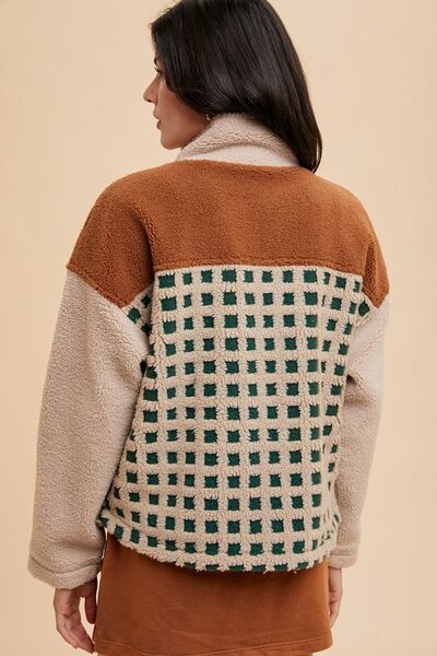 Annie Wear Plaid Zip Up Drop Shoulder Sherpa Jacket - Pistols 'n Petticoats - #westernboutique# - #westernfashion#