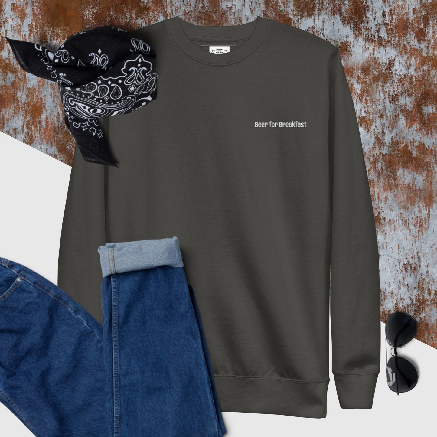 beer for breakfast sweatshirt, western graphic sweatshirt, unisex western sweater, cowgirl crewneck sweatshirt, country western pullover, bold graphic crewneck, women’s western sweatshirt