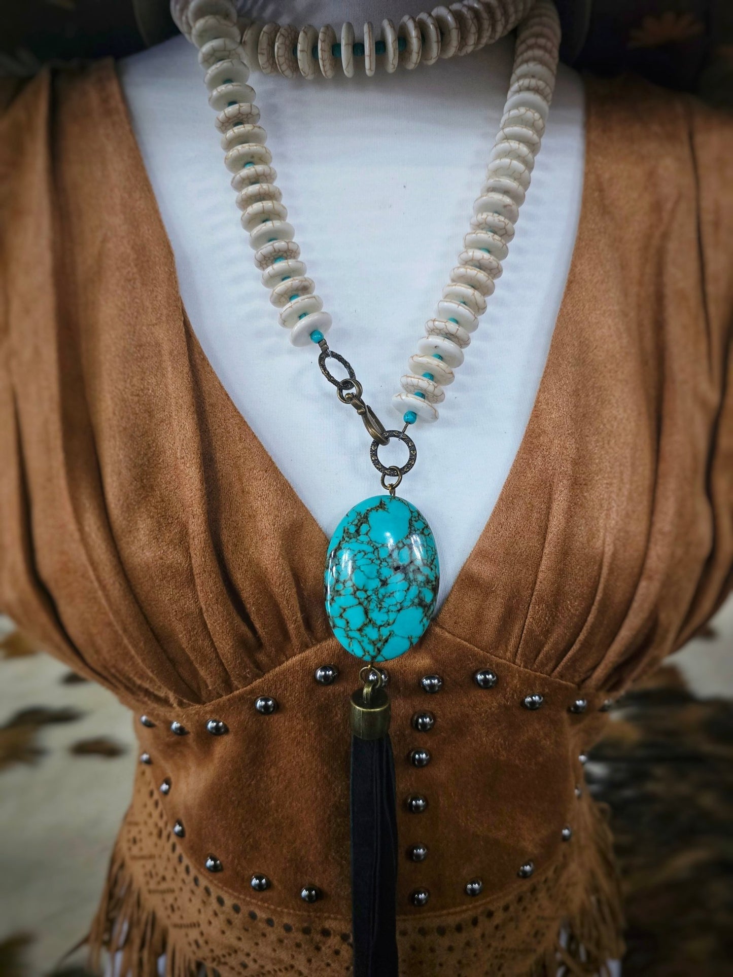 Bone Bead Statement Necklace - western necklace - Pistols 'n Petticoats - #westernboutique# - #westernfashion#