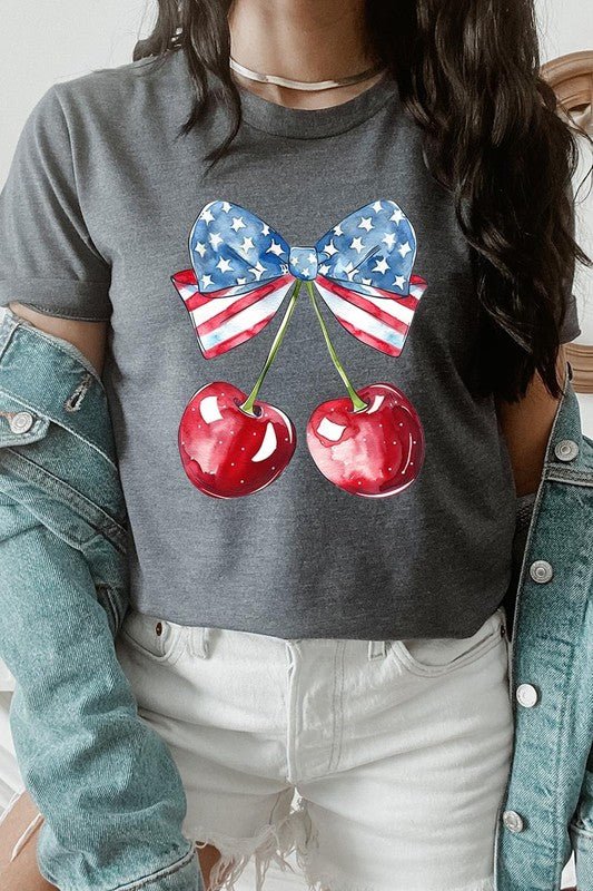 Bow America Cherry Graphic Plus Tee - Pistols 'n Petticoats - #westernboutique# - #westernfashion#