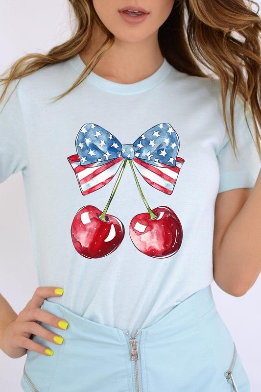 Bow America Cherry Graphic Plus Tee - Pistols 'n Petticoats - #westernboutique# - #westernfashion#