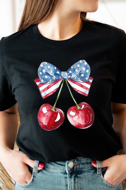 Bow America Cherry Graphic Plus Tee - Pistols 'n Petticoats - #westernboutique# - #westernfashion#