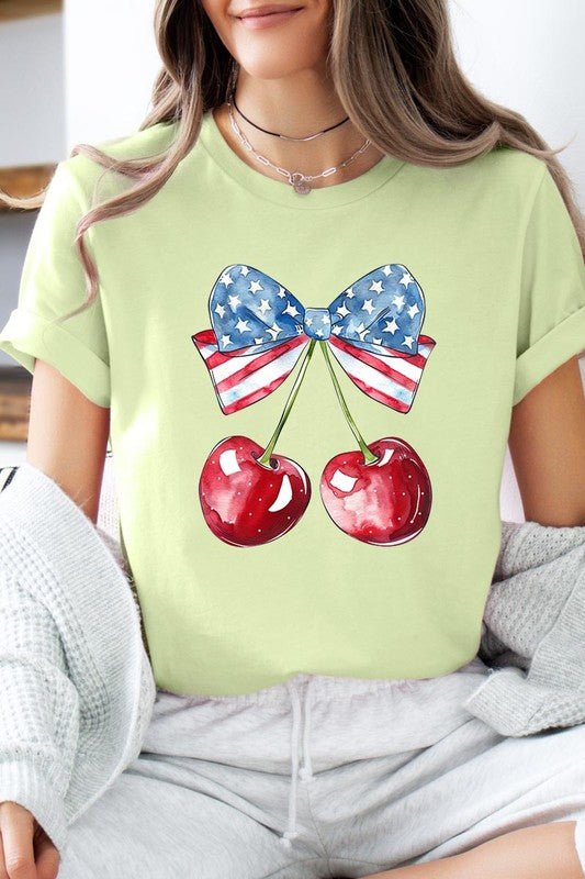 Bow America Cherry Graphic Plus Tee - Pistols 'n Petticoats - #westernboutique# - #westernfashion#