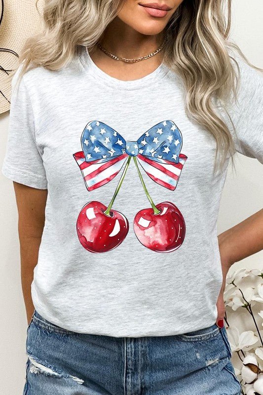 Bow America Cherry Graphic Plus Tee - Pistols 'n Petticoats - #westernboutique# - #westernfashion#