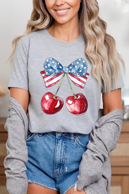 Bow America Cherry Graphic Plus Tee - Pistols 'n Petticoats - #westernboutique# - #westernfashion#