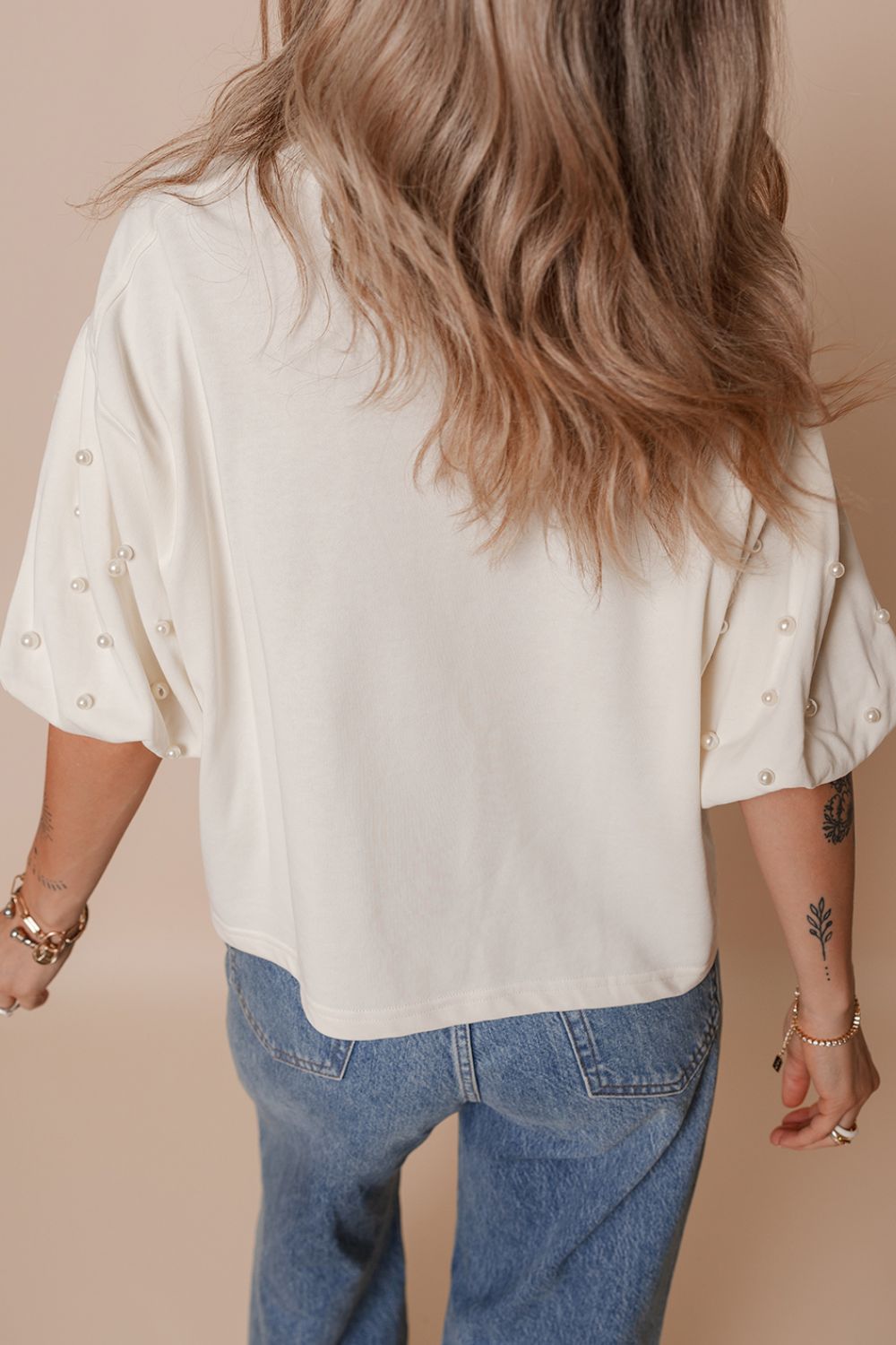 Bowknot Graphic Pearl Puff Half Sleeve T Shirt - Pistols 'n Petticoats - #westernboutique# - #westernfashion#