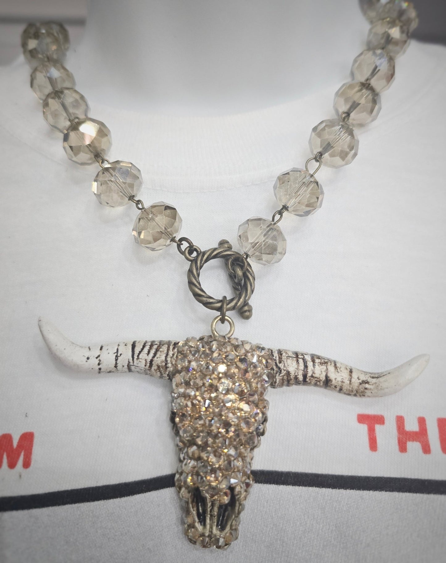 Bull Skull Necklace - western beaded necklace - Pistols 'n Petticoats - #westernboutique# - #westernfashion#
