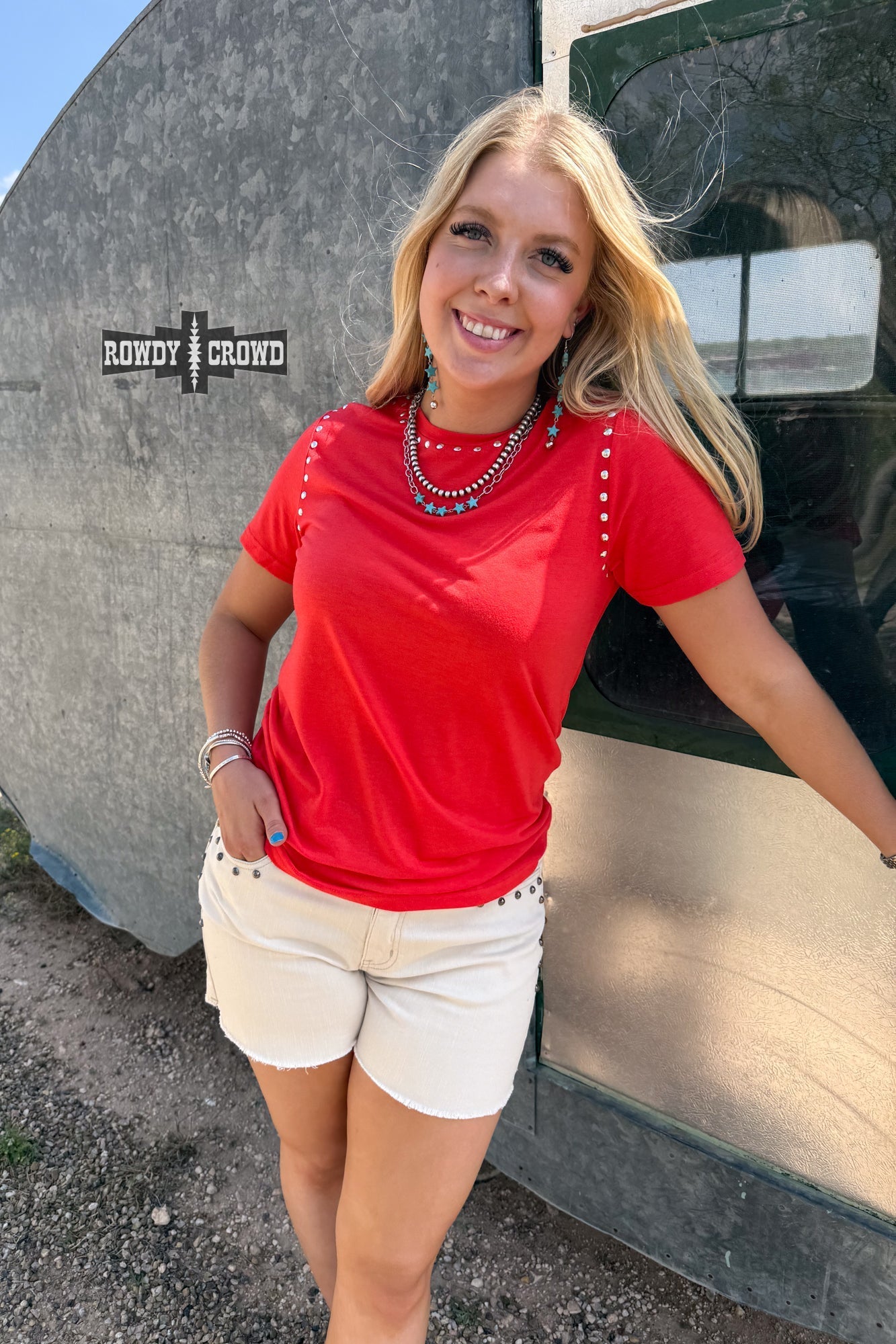 CANDY APPLE - Starry Stud Tee - Pistols 'n Petticoats - western boutique - womens western wear - western wear womens