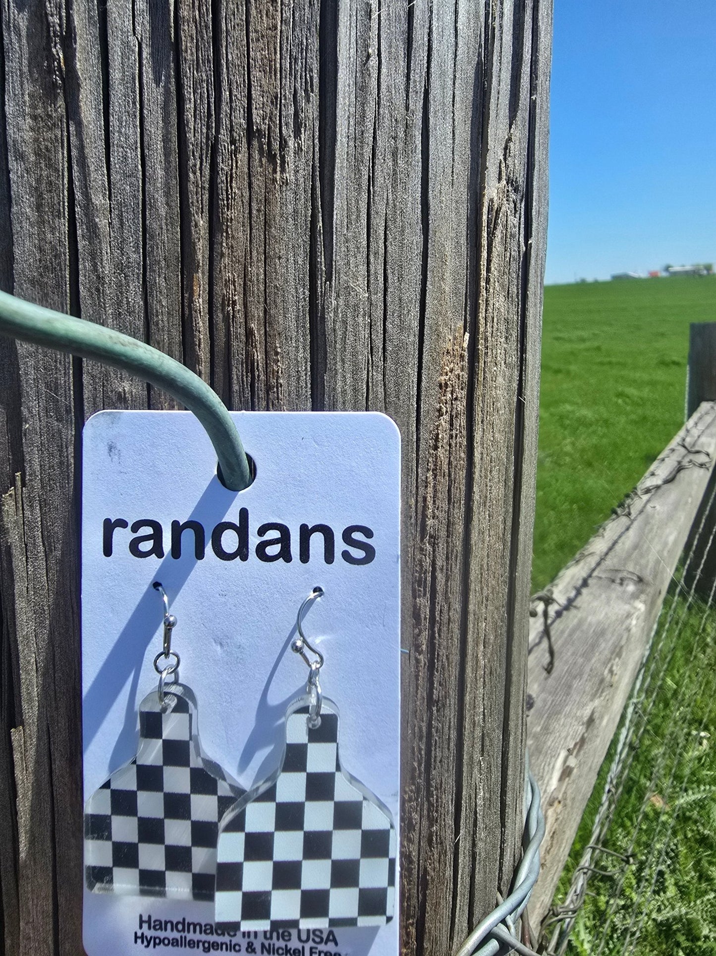 Checkered Dandle Earrings - Pistols 'n Petticoats - #westernboutique# - #westernfashion#
