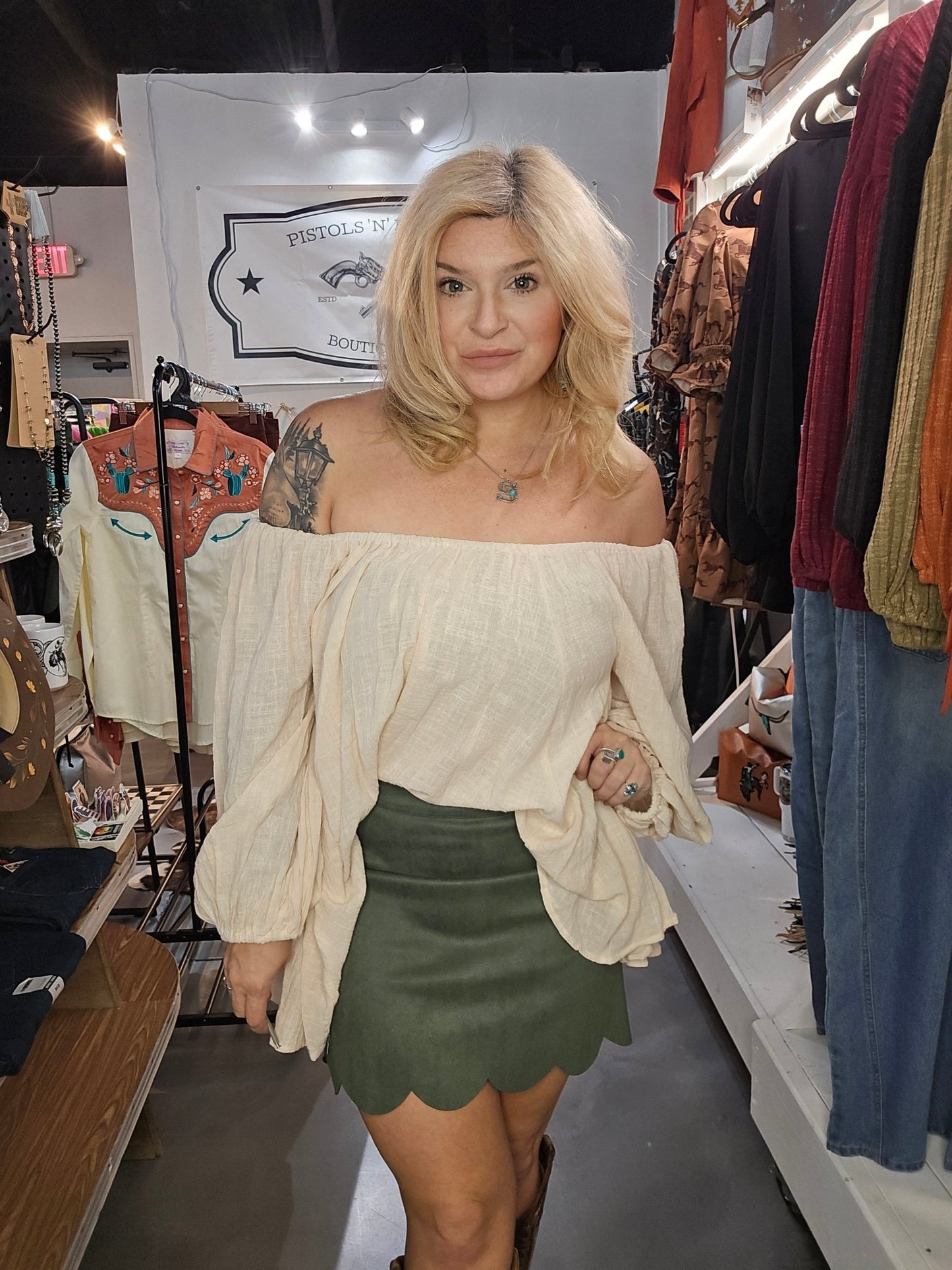Cream Boho Top - Pistols 'n Petticoats - #westernboutique# - #westernfashion#
