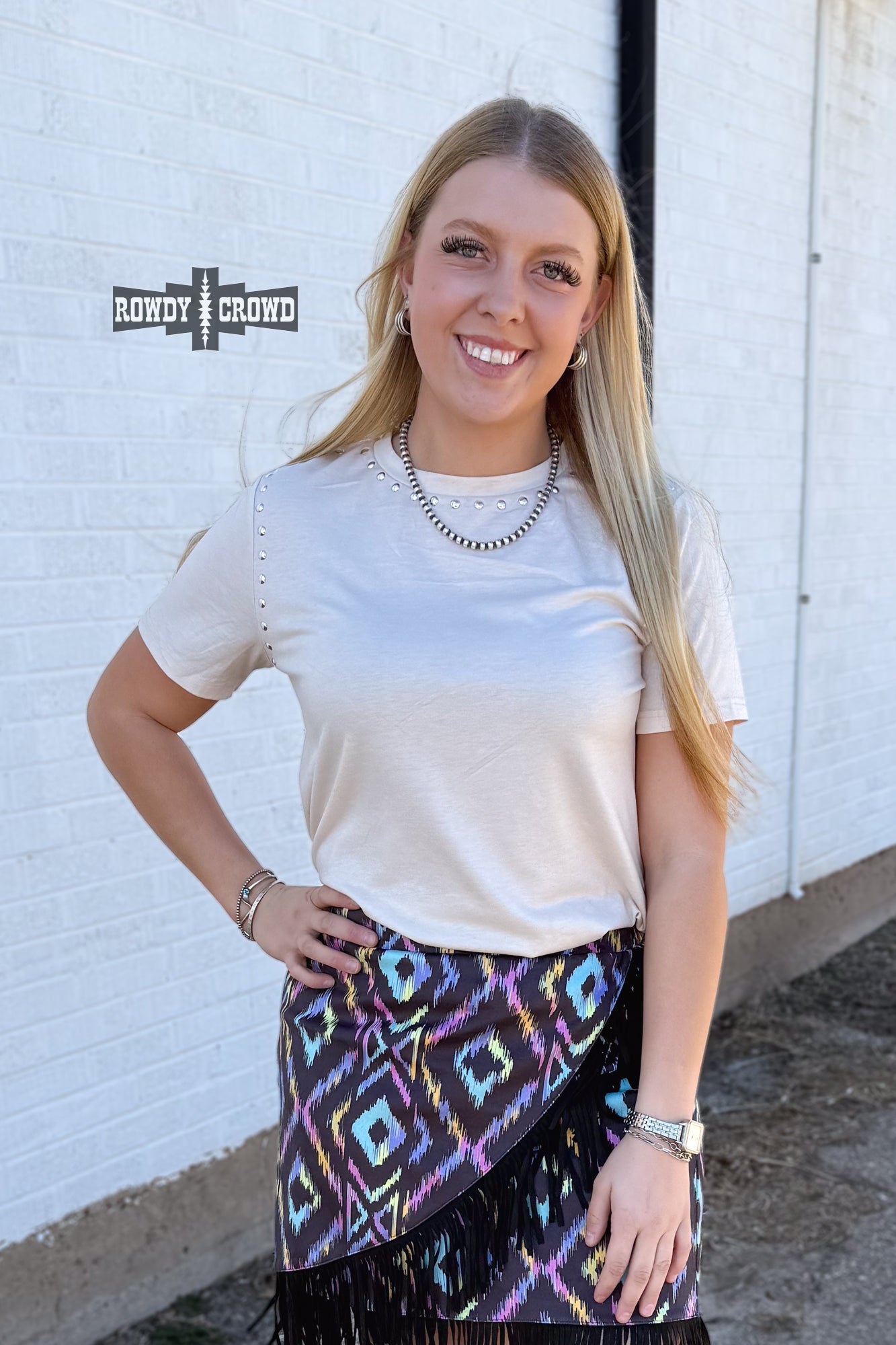 CREAM - Starry Stud Tee - Pistols 'n Petticoats - #westernboutique# - #westernfashion#