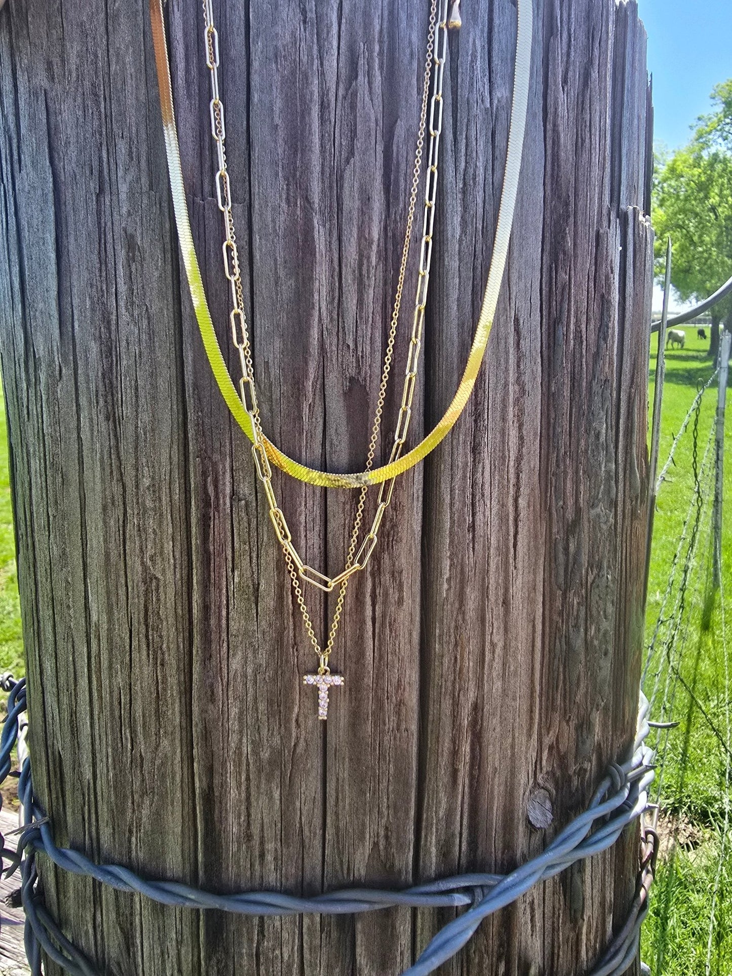 Cross Charm Layered necklace - Pistols 'n Petticoats - #westernboutique# - #westernfashion#