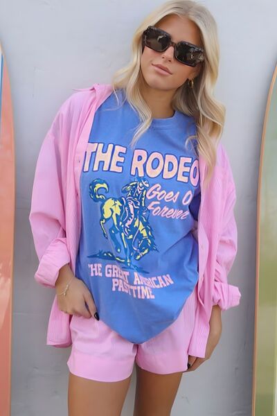 Graphic Round Neck Short Sleeve T-Shirt - Pistols 'n Petticoats - #westernboutique# - #westernfashion#