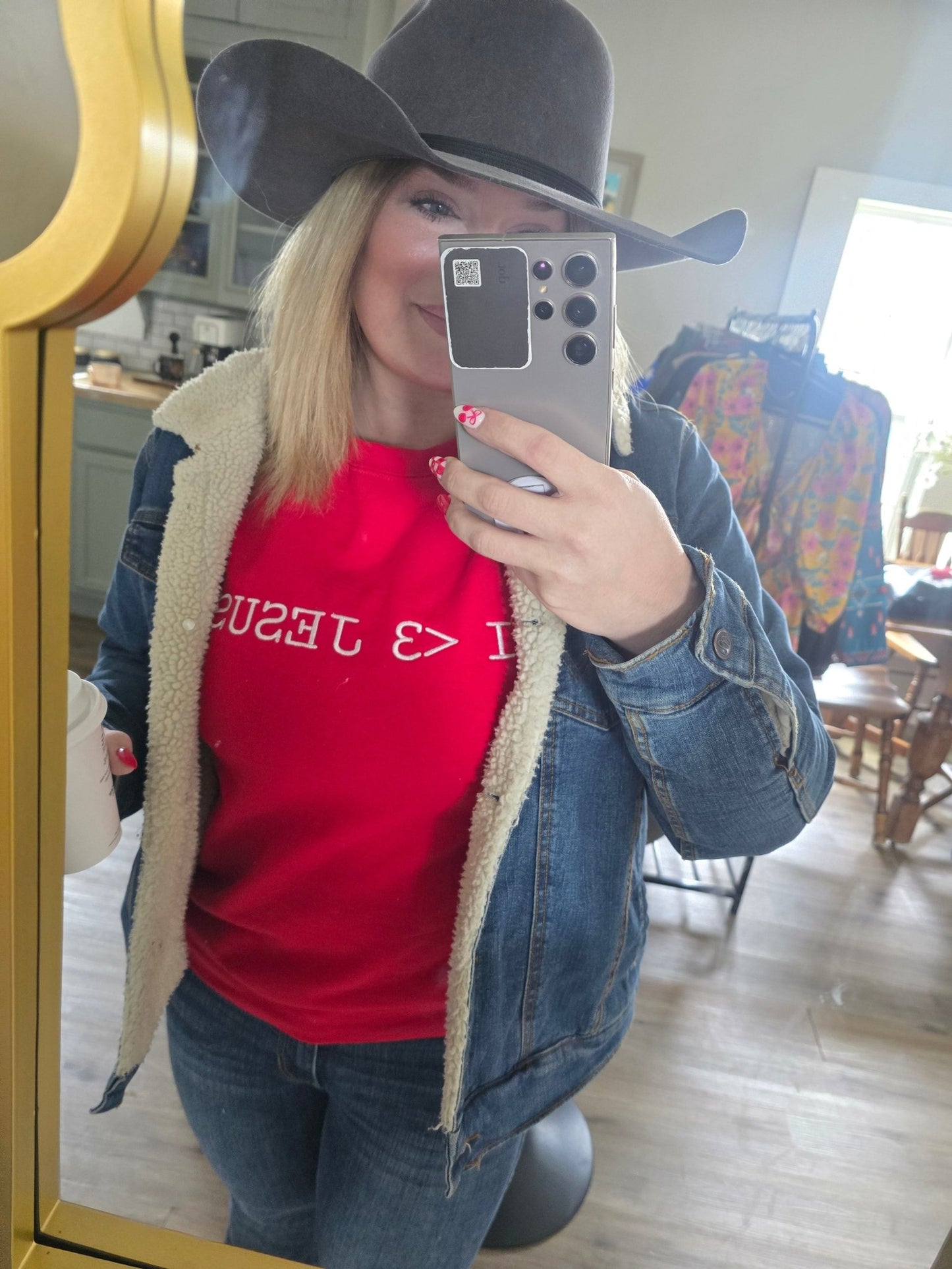 I <3 Jesus sweater, Christian graphic sweater, faith sweater women, embroidered Jesus sweater, cowgirl faith pullover, western Christian clothing, women’s religious sweater