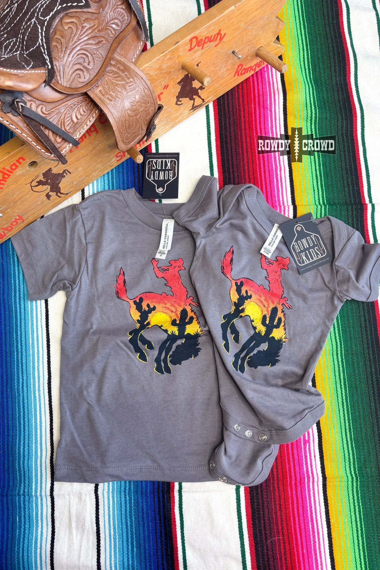 KIDS Bowie Bronc Onesie - Pistols 'n Petticoats - western boutique - womens western wear - western wear womens