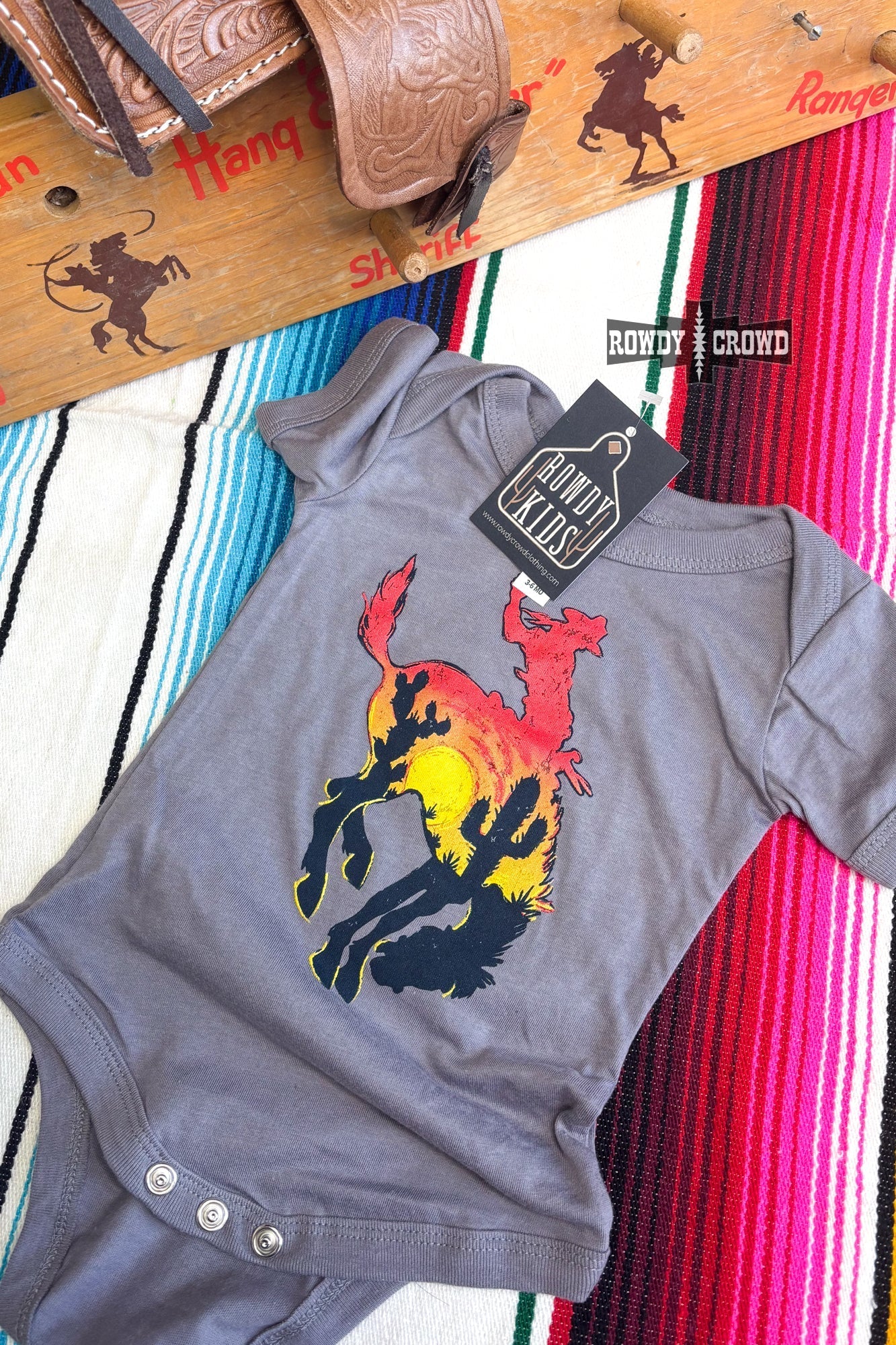 KIDS Bowie Bronc Onesie - Pistols 'n Petticoats - western boutique - womens western wear - western wear womens