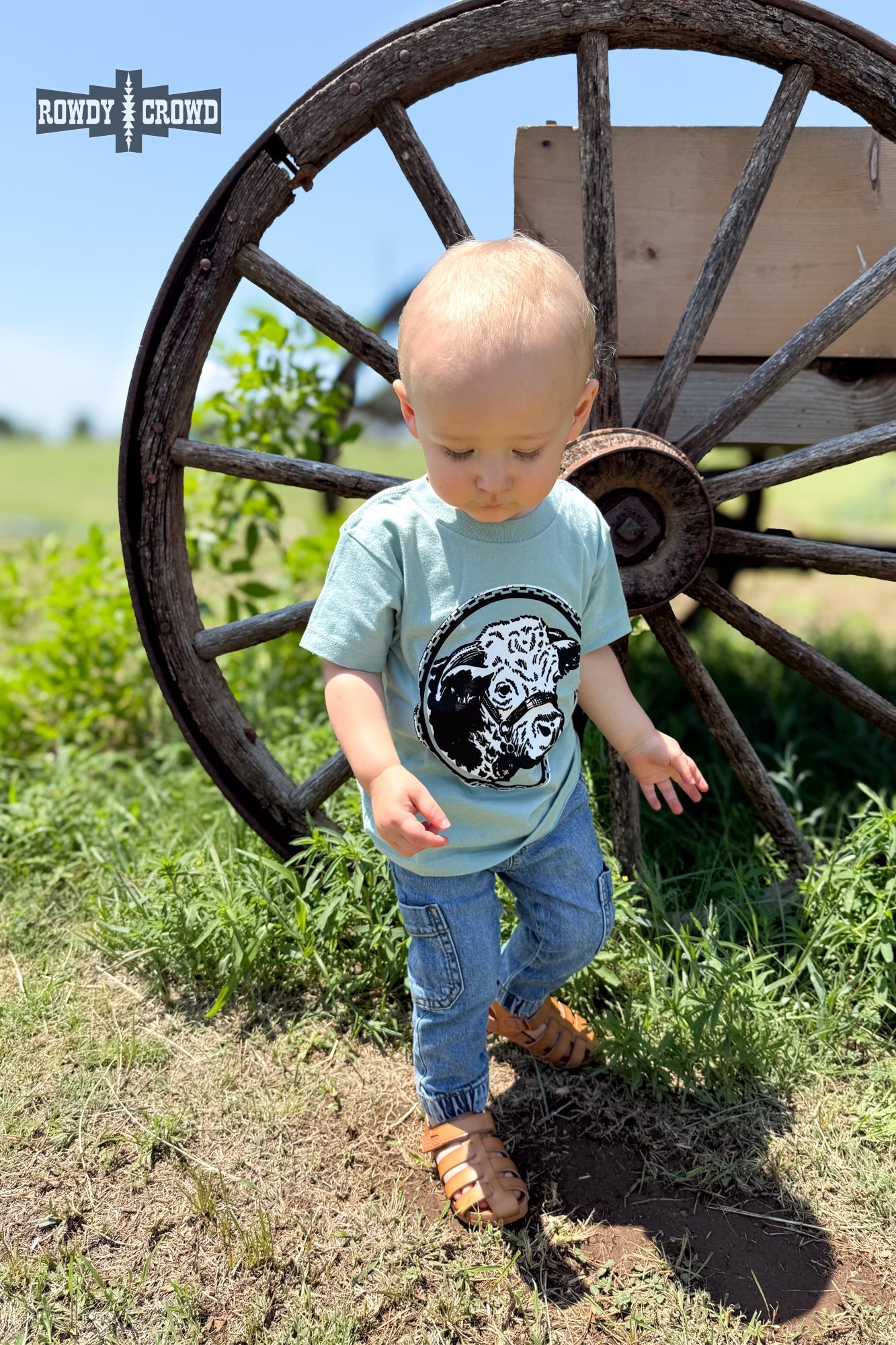 KIDS Happy Hereford Tee - BLUE - Pistols 'n Petticoats - western boutique - womens western wear - western wear womens