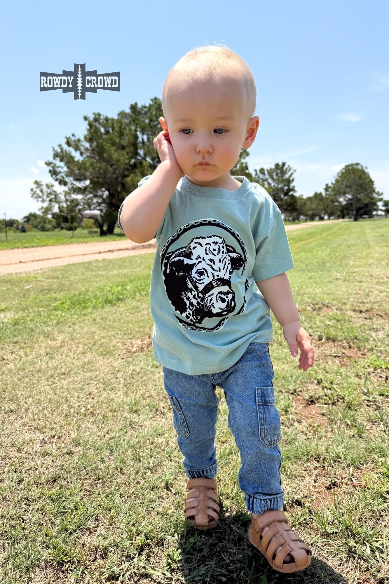 KIDS Happy Hereford Tee - BLUE - Pistols 'n Petticoats - western boutique - womens western wear - western wear womens