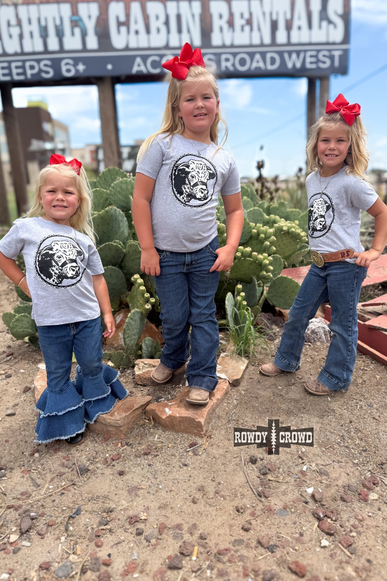 KIDS Happy Hereford Tee - GREY - Pistols 'n Petticoats - western boutique - womens western wear - western wear womens