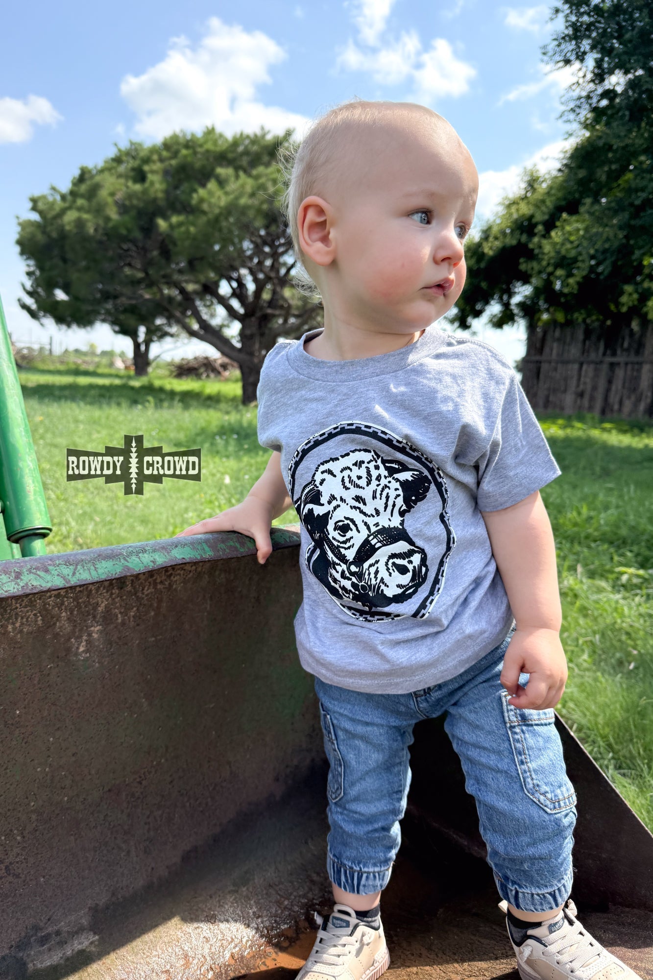 KIDS Happy Hereford Tee - GREY - Pistols 'n Petticoats - western boutique - womens western wear - western wear womens