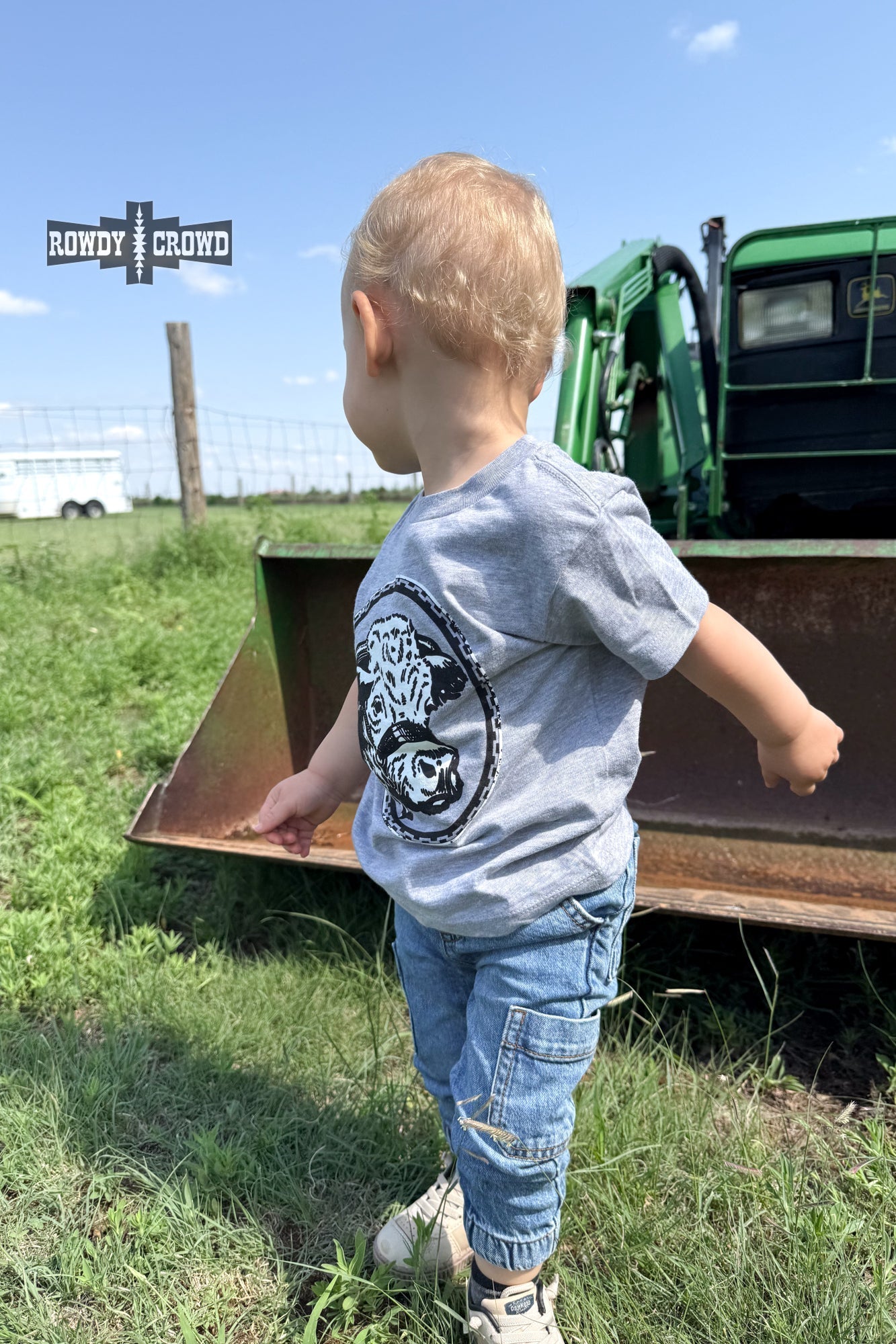 KIDS Happy Hereford Tee - GREY - Pistols 'n Petticoats - western boutique - womens western wear - western wear womens