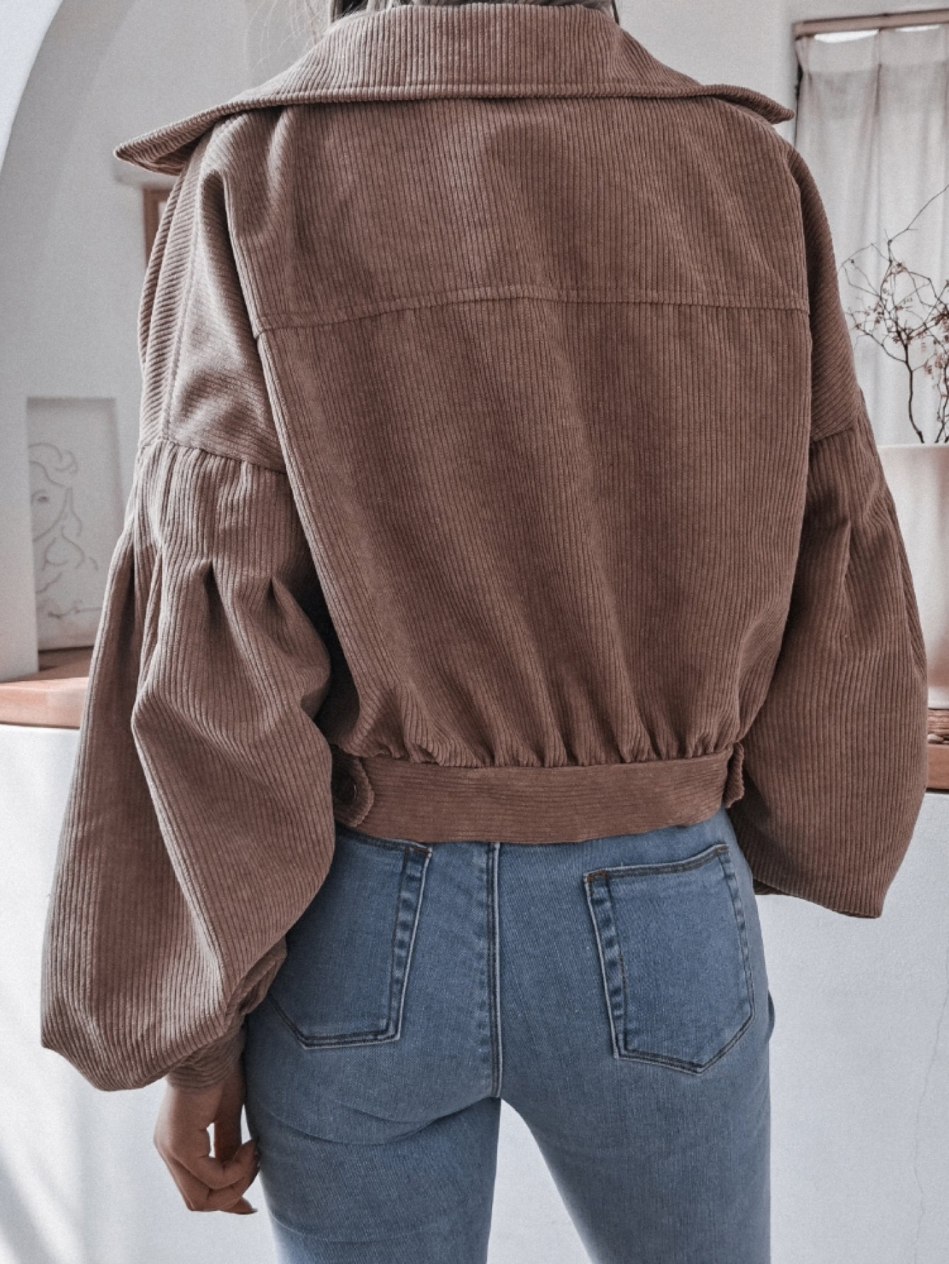 Lantern Sleeve Cropped Corduroy Jacket - Pistols 'n Petticoats - #westernboutique# - #westernfashion#