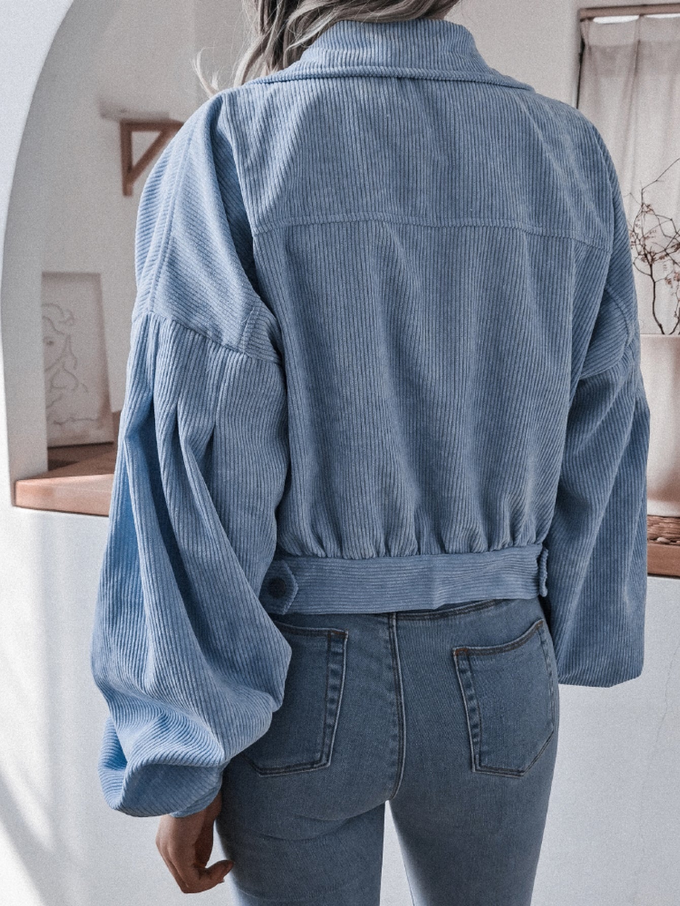 Lantern Sleeve Cropped Corduroy Jacket - Pistols 'n Petticoats - #westernboutique# - #westernfashion#