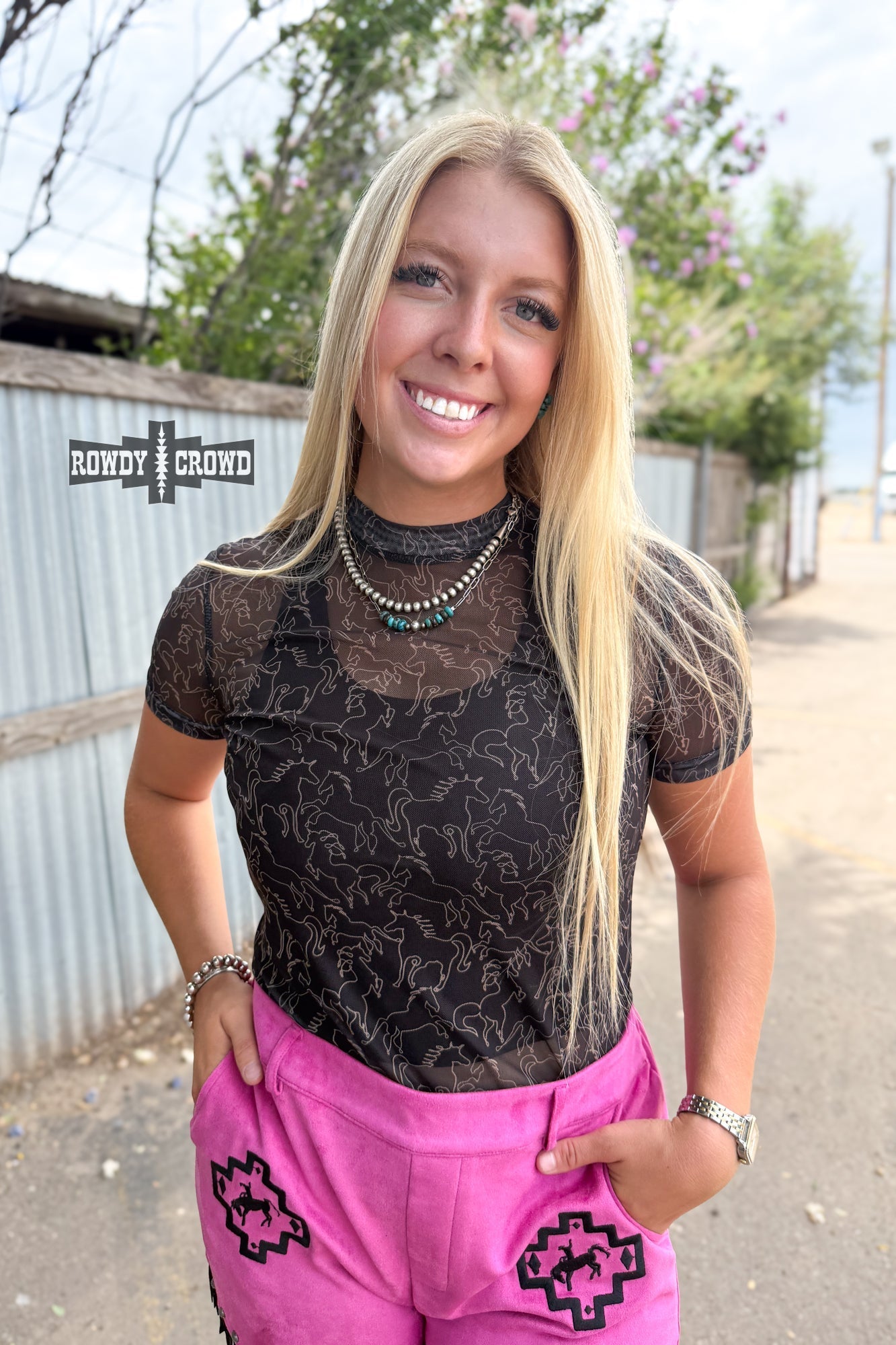 Lariat Mesh Top - Pistols 'n Petticoats - western boutique - womens western wear - western wear womens