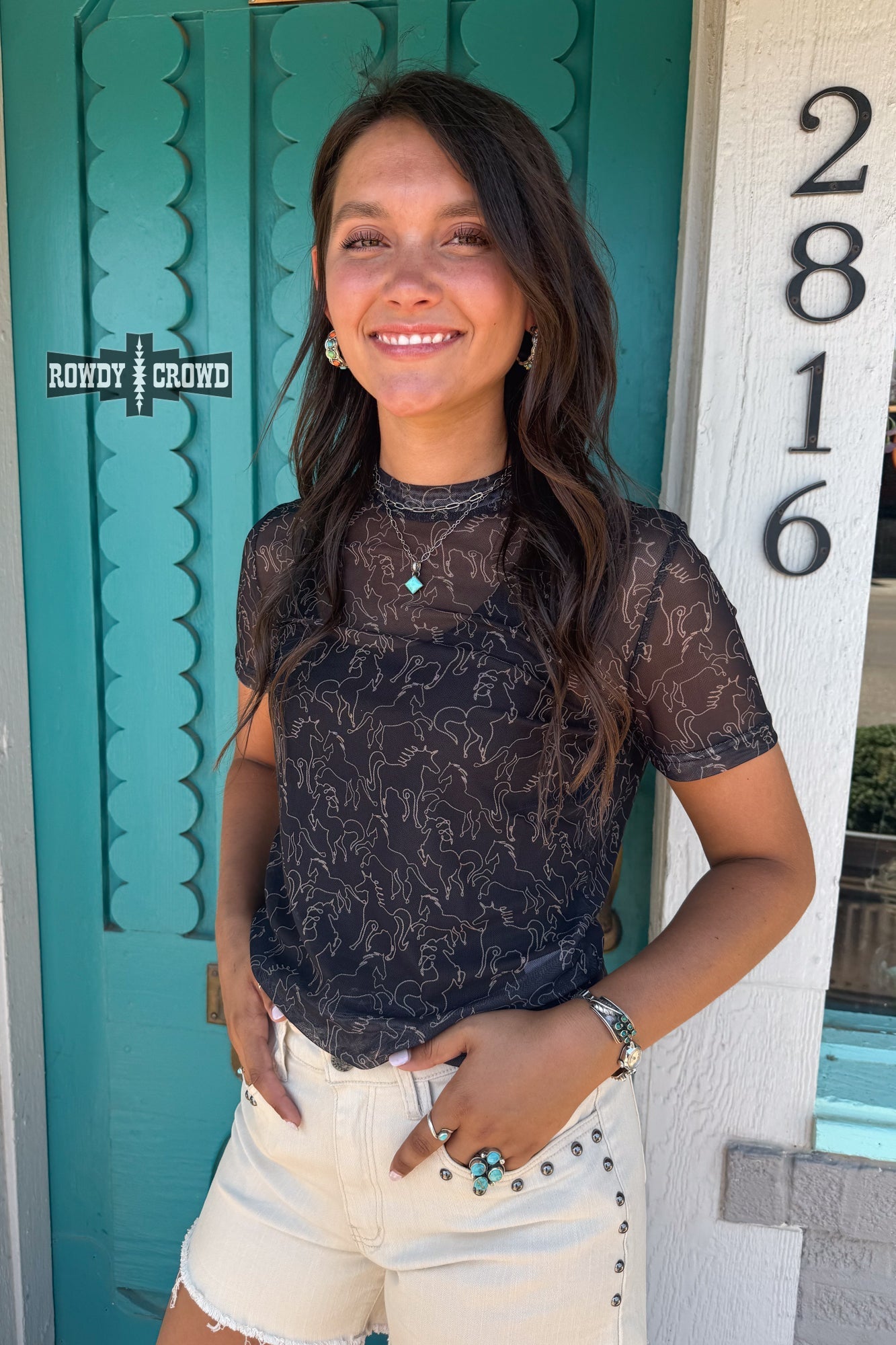 Lariat Mesh Top - Pistols 'n Petticoats - western boutique - womens western wear - western wear womens