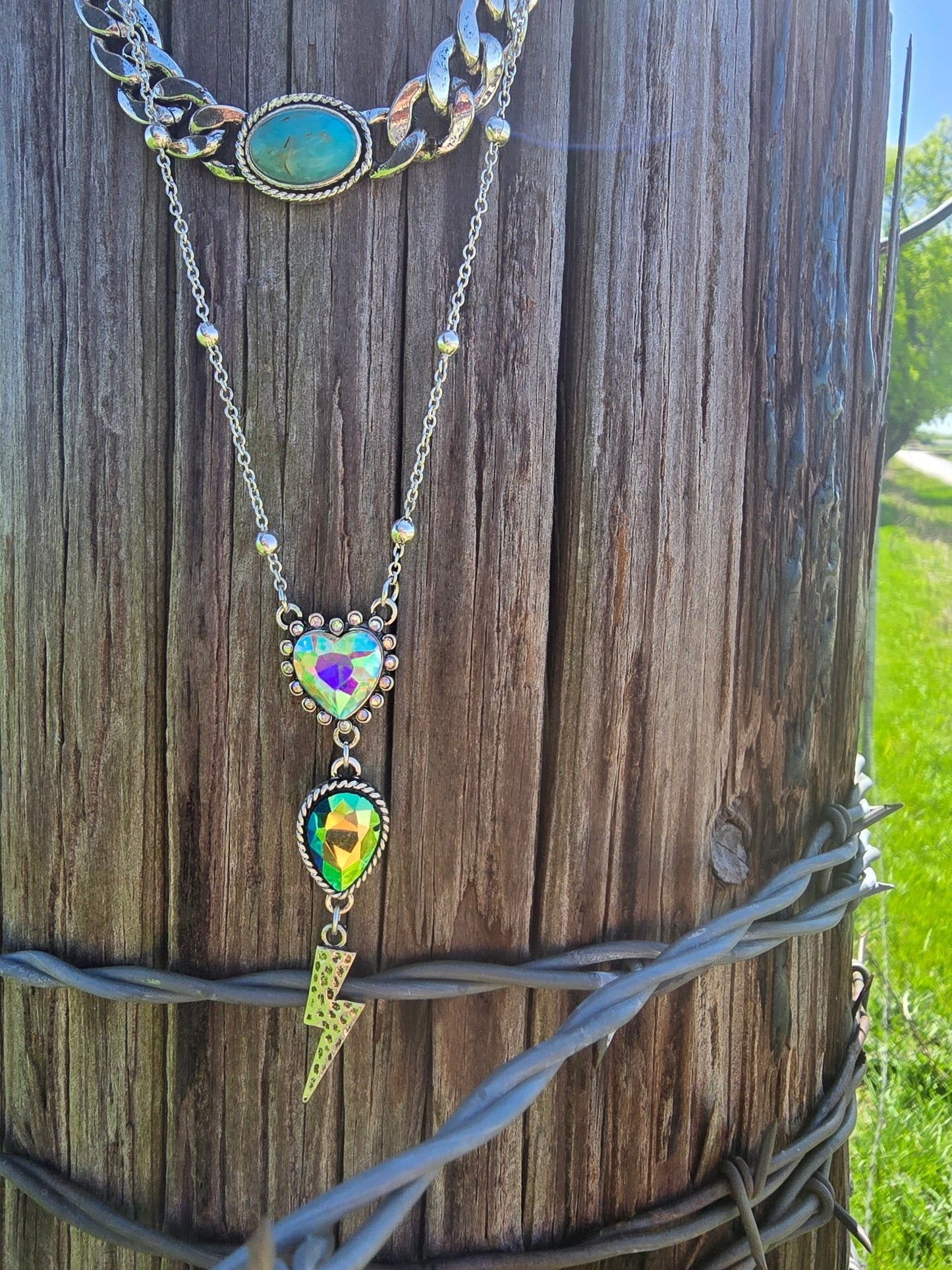 Lightening Bolt Layered Necklace - Pistols 'n Petticoats - #westernboutique# - #westernfashion#