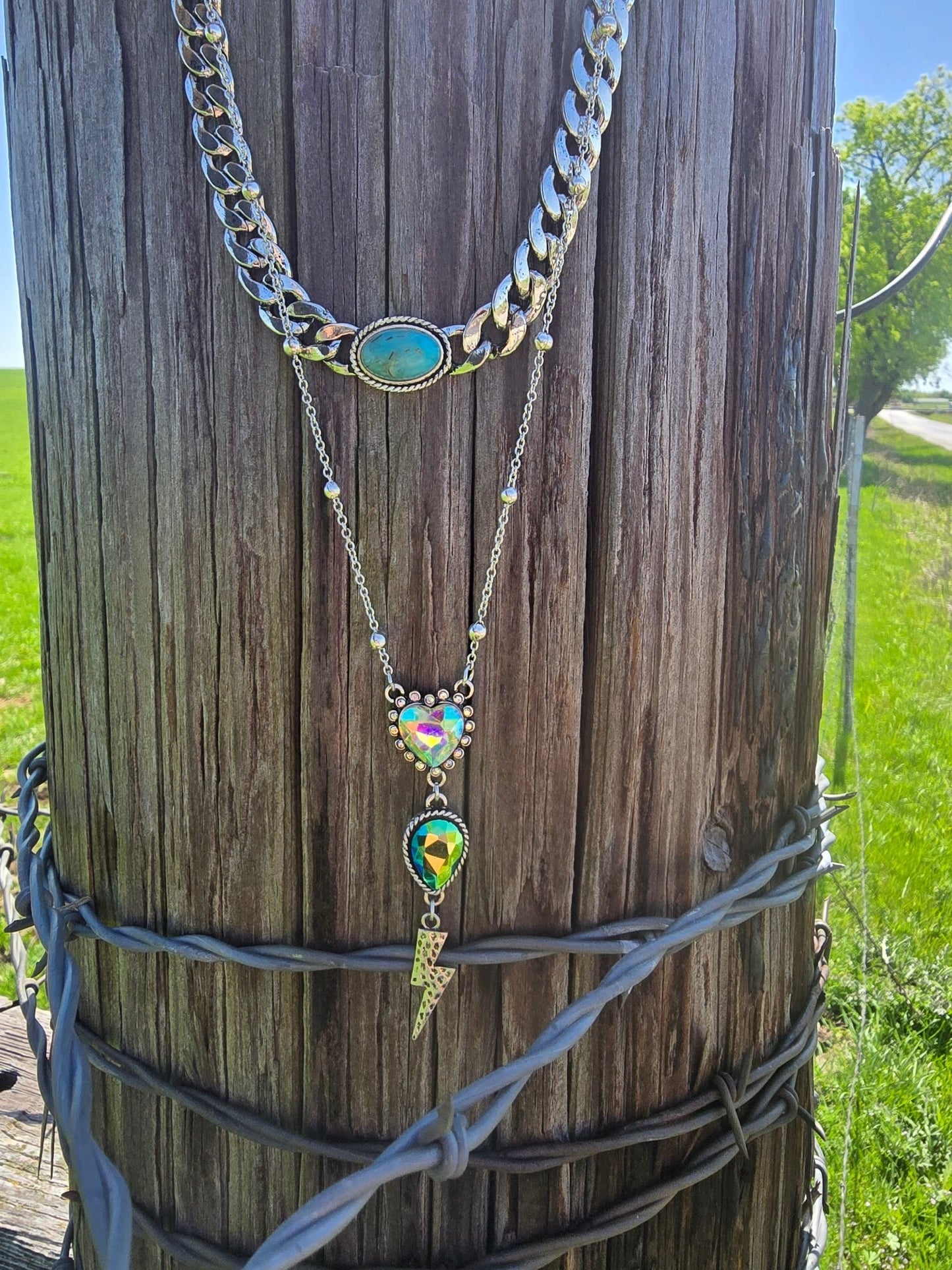 Lightening Bolt Layered Necklace - Pistols 'n Petticoats - #westernboutique# - #westernfashion#