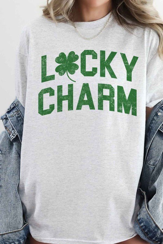 LUCKY CHARM ST PATRICKS OVERSIZED GRAPHIC TEE - Pistols 'n Petticoats - #westernboutique# - #westernfashion#