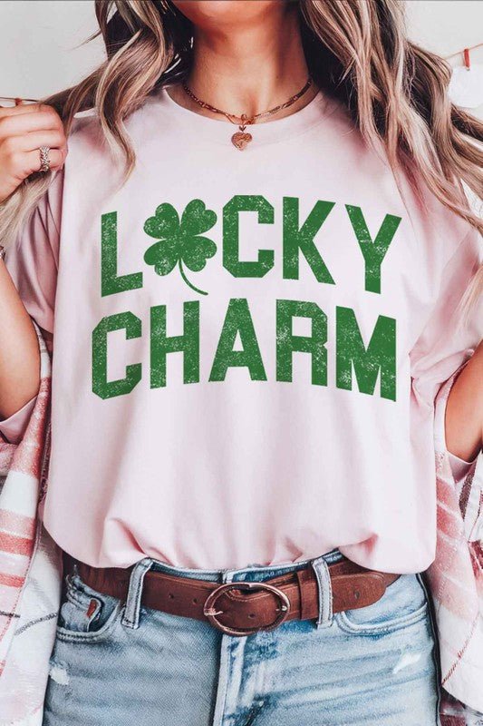LUCKY CHARM ST PATRICKS OVERSIZED GRAPHIC TEE - Pistols 'n Petticoats - #westernboutique# - #westernfashion#