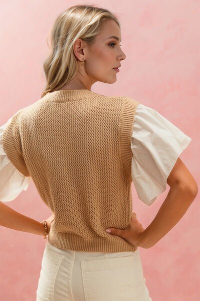 Oh Full Size Ruffled Round Neck Short Sleeve Sweater - Pistols 'n Petticoats - #westernboutique# - #westernfashion#