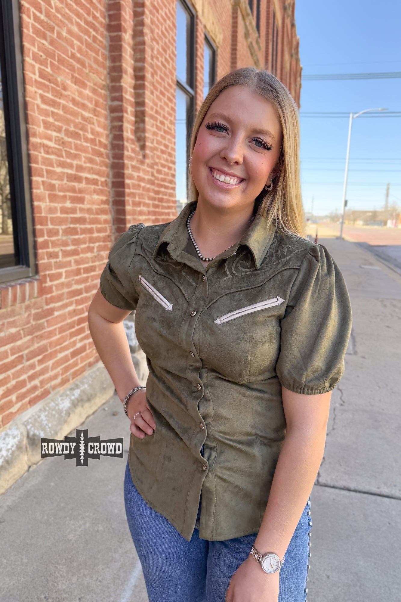 OLIVE - Calaboose Top - Pistols 'n Petticoats - #westernboutique# - #westernfashion#