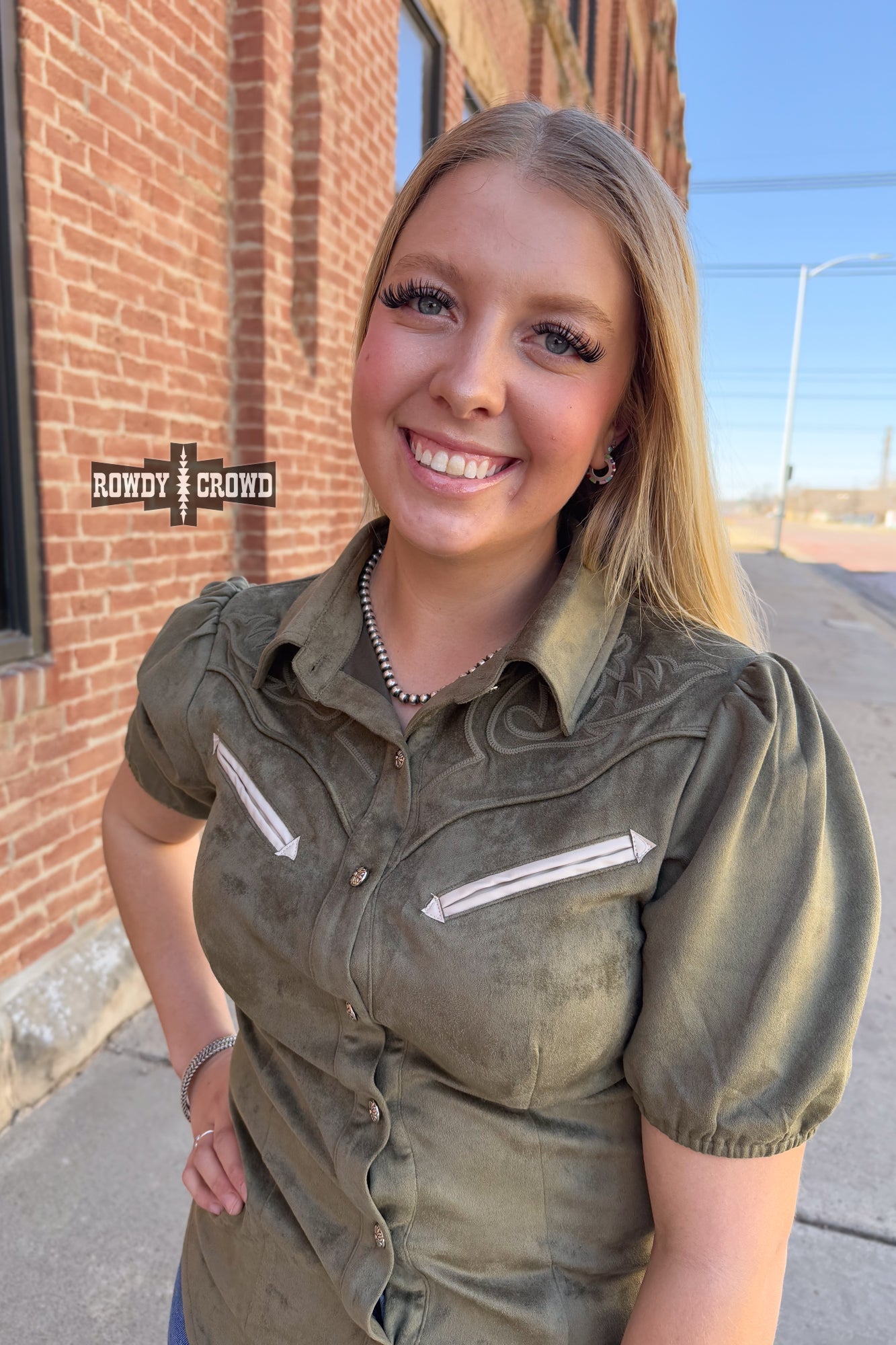 OLIVE - Calaboose Top - Pistols 'n Petticoats - #westernboutique# - #westernfashion#