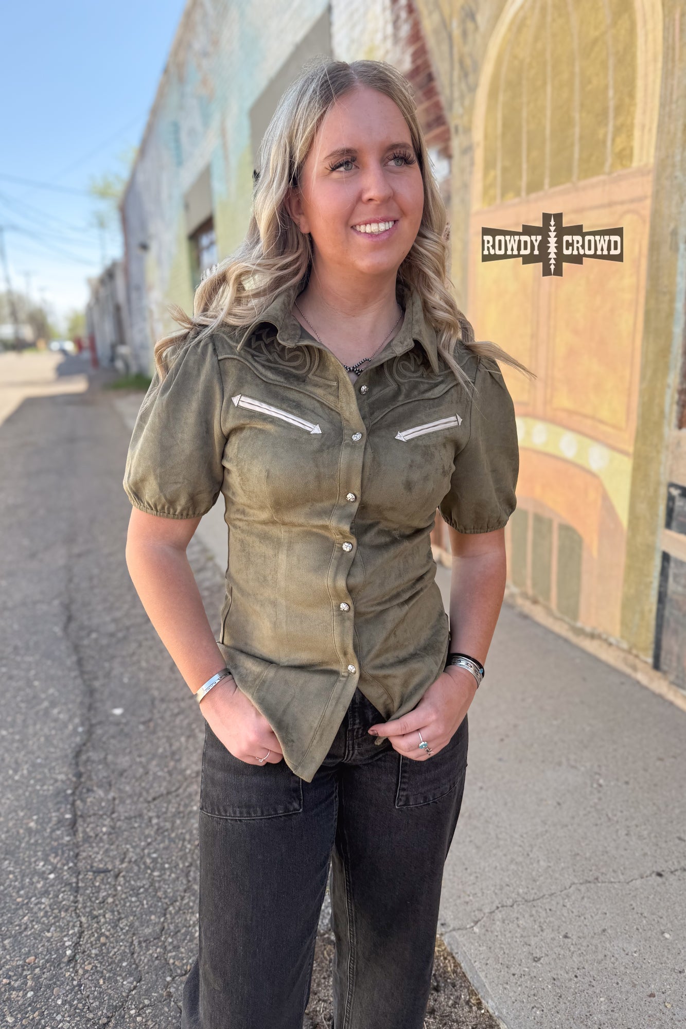 OLIVE - Calaboose Top - Pistols 'n Petticoats - #westernboutique# - #westernfashion#