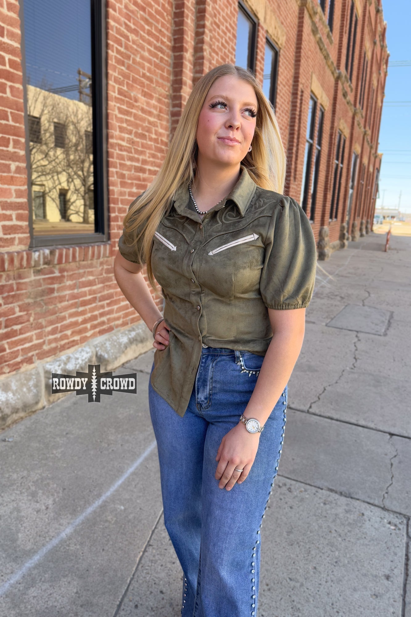 OLIVE - Calaboose Top - Pistols 'n Petticoats - #westernboutique# - #westernfashion#