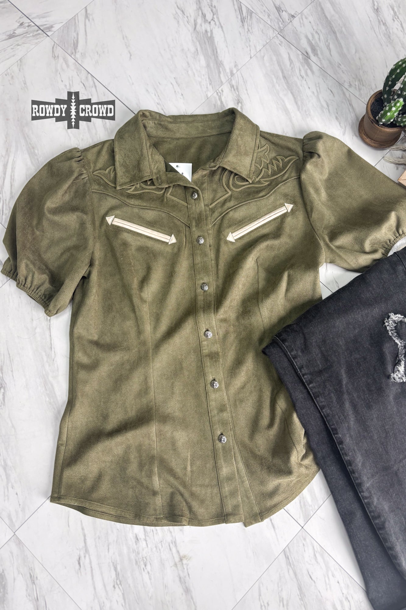 OLIVE - Calaboose Top - Pistols 'n Petticoats - #westernboutique# - #westernfashion#