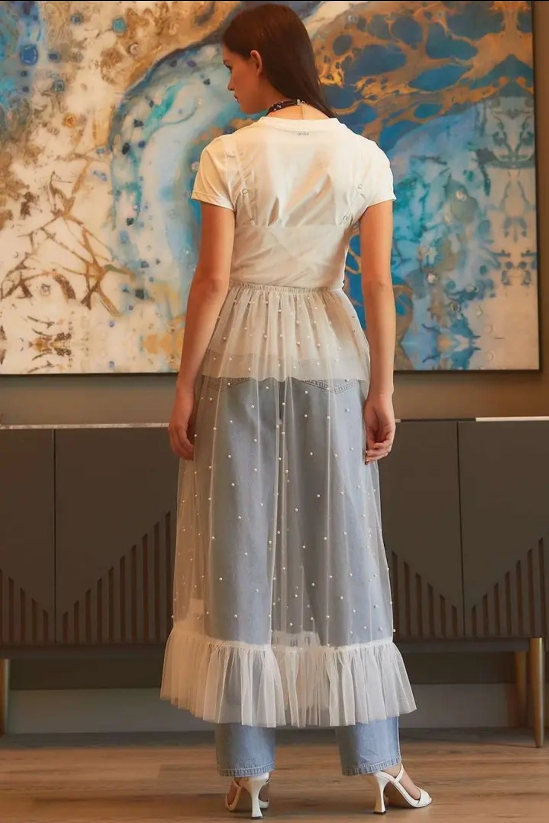 Pearl Ruffle See Through Mesh Dress - Pistols 'n Petticoats - #westernboutique# - #westernfashion#