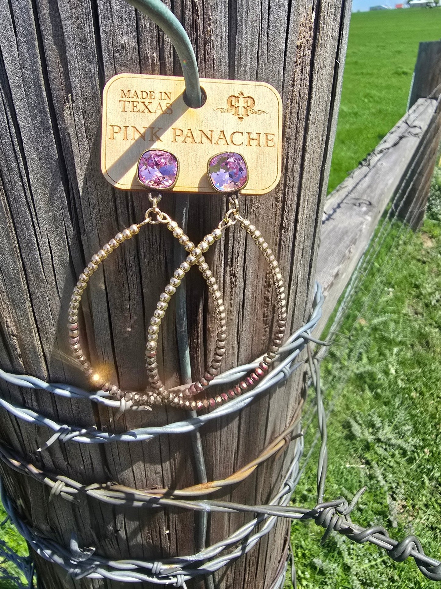 Pink and gold Dangles - Pistols 'n Petticoats - #westernboutique# - #westernfashion#