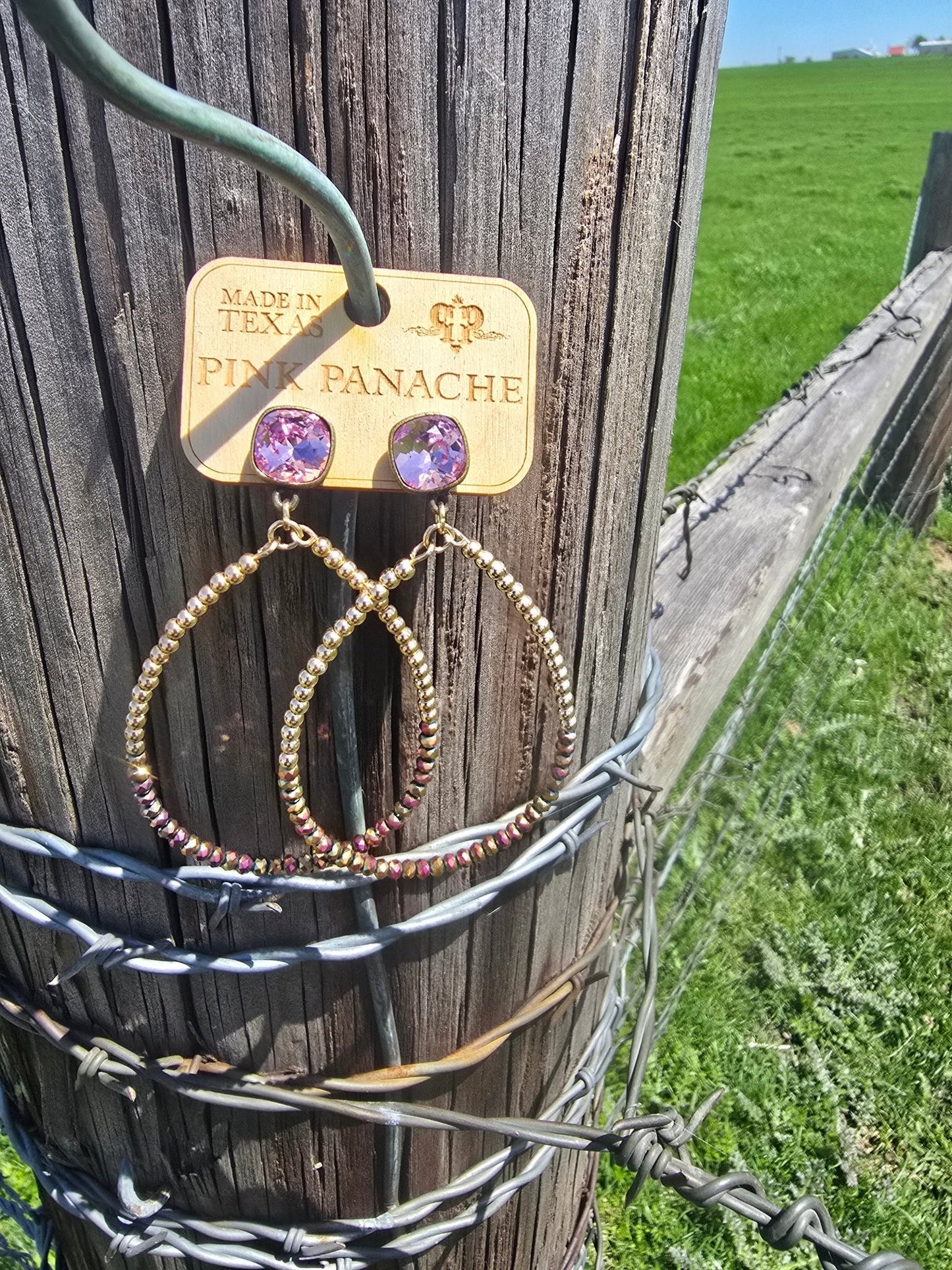 Pink and gold Dangles - Pistols 'n Petticoats - #westernboutique# - #westernfashion#