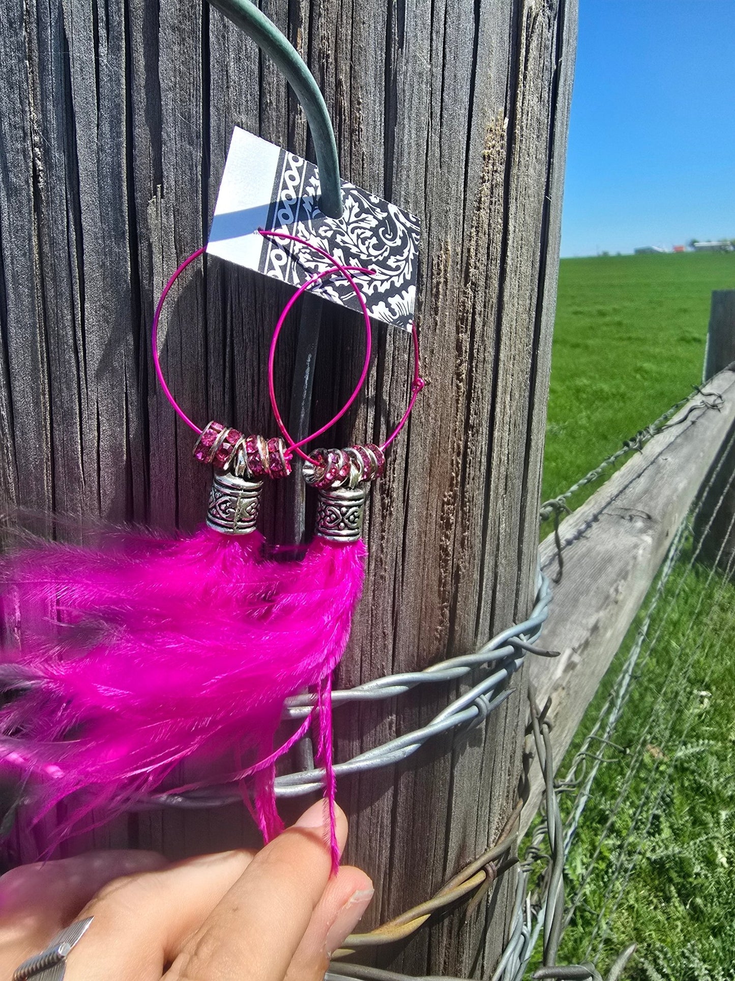 Pink Feather Earrings - Pistols 'n Petticoats - #westernboutique# - #westernfashion#