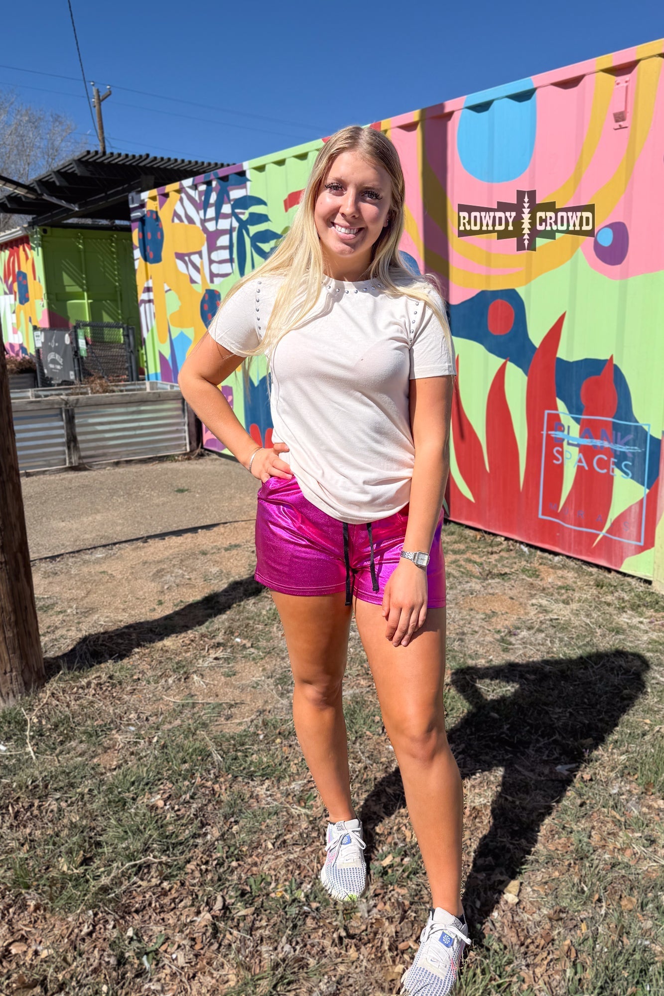 Pink Metallic Shorts - Pistols 'n Petticoats - #westernboutique# - #westernfashion#