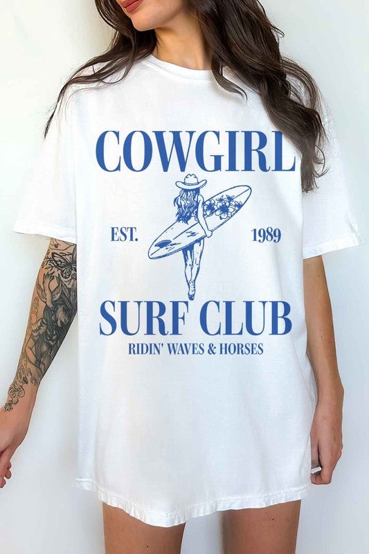 PLUS SIZE COWGIRL SURF CLUB GRAPHIC TEE - Pistols 'n Petticoats - #westernboutique# - #westernfashion#