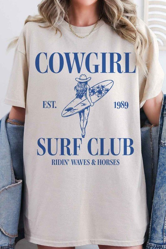 PLUS SIZE COWGIRL SURF CLUB GRAPHIC TEE - Pistols 'n Petticoats - #westernboutique# - #westernfashion#