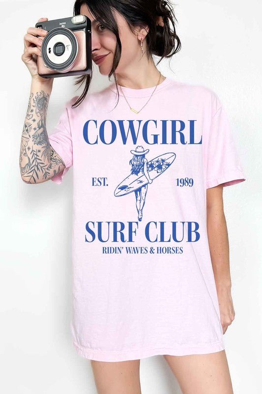 PLUS SIZE COWGIRL SURF CLUB GRAPHIC TEE - Pistols 'n Petticoats - #westernboutique# - #westernfashion#