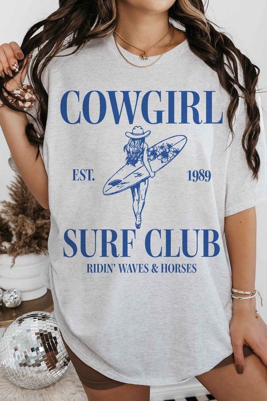 PLUS SIZE COWGIRL SURF CLUB GRAPHIC TEE - Pistols 'n Petticoats - #westernboutique# - #westernfashion#